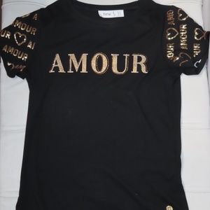 Amour Black cotton sequin shirt
